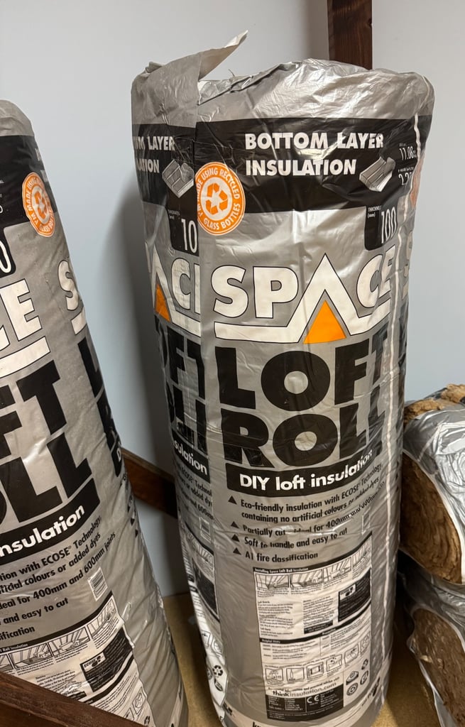 4 x Packs Knauf Space Loft Roll Insulation 100mm – Eco-Friendly Loft Insulation, 11.07 m² per Pack