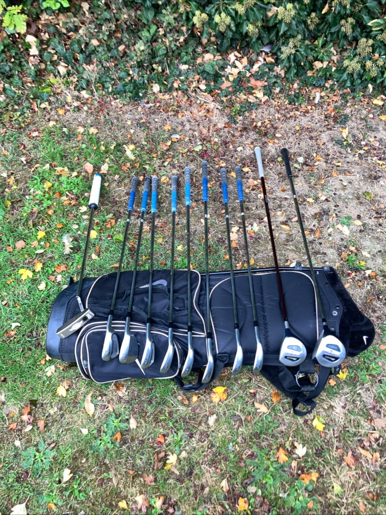 Men’s Golf Clubs Mizuno Driver 3 Wood 4-9 Irons Sw Pw Putter Nike Stand Bag 