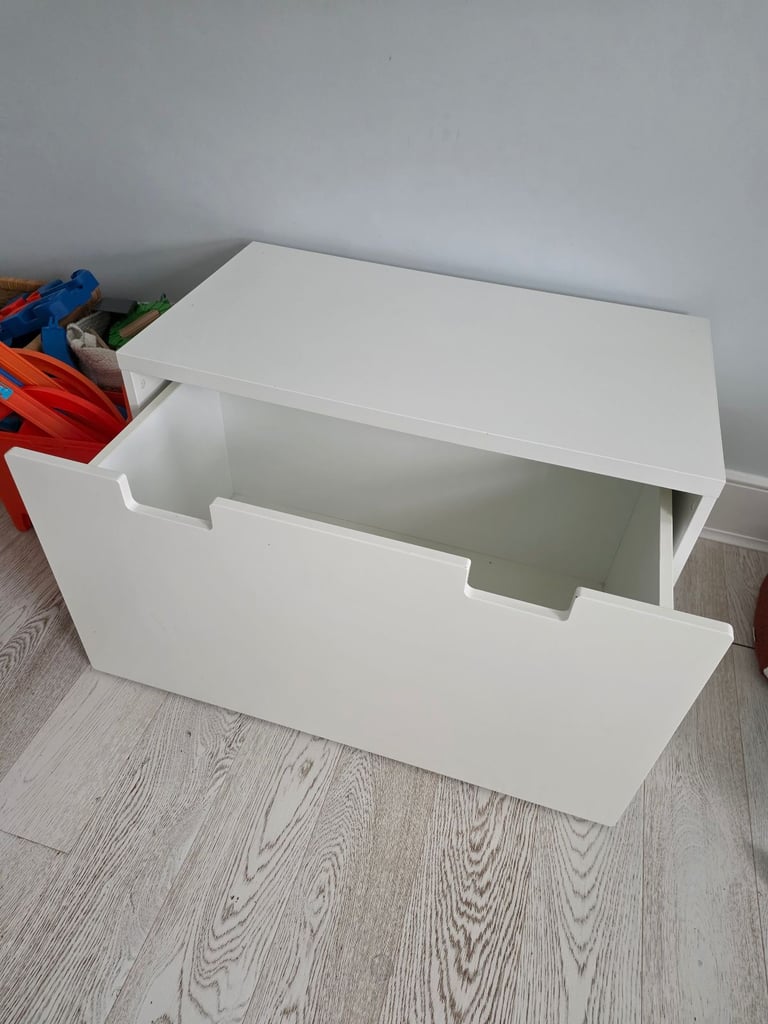 Ikea white bench and storage Smastad, toys kids room