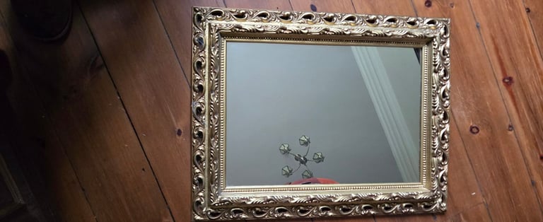 Large ornate gold resin frame mirror