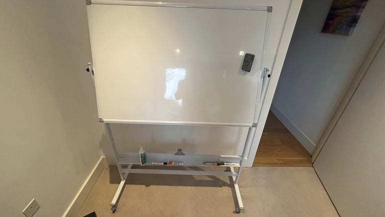 image for Large Magnetic Whiteboard on Wheels – Includes Eraser & Pens