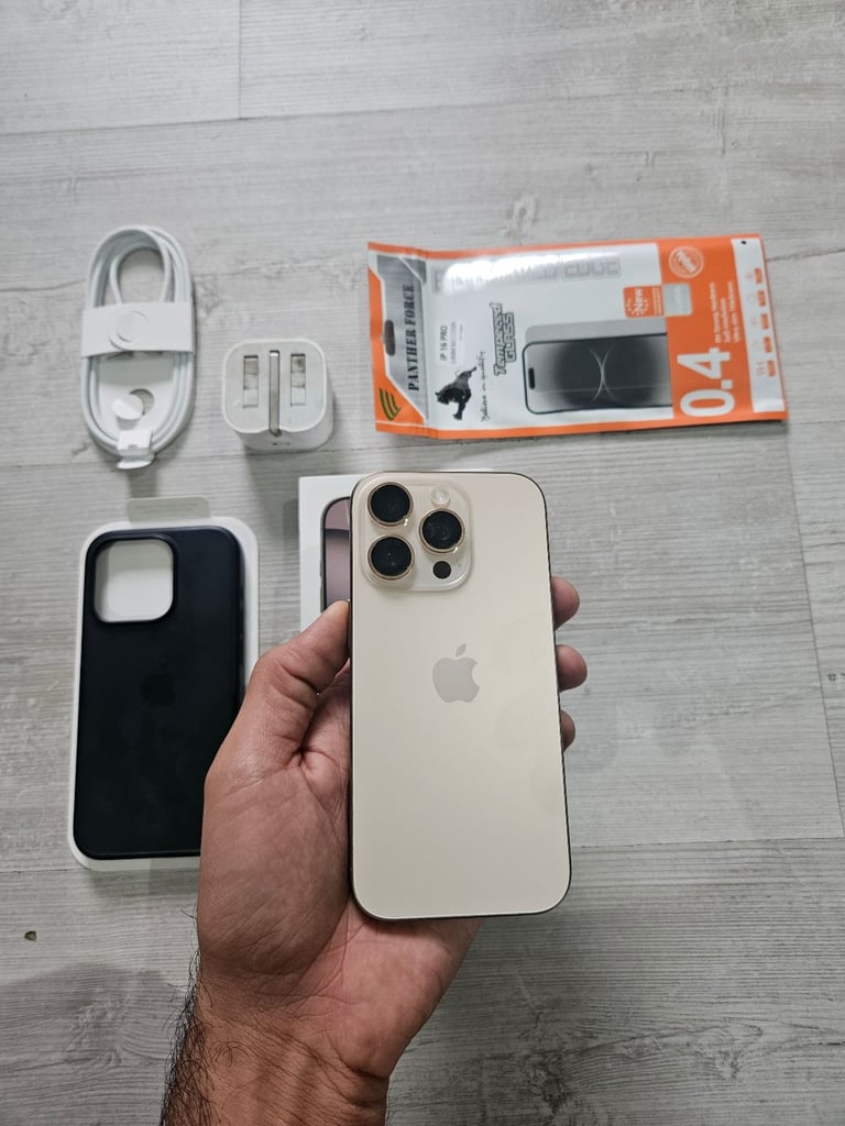 Like New Iphone 16 Pro 5G Bundle 92% Batt 128GB Unlocked Desert Warranty