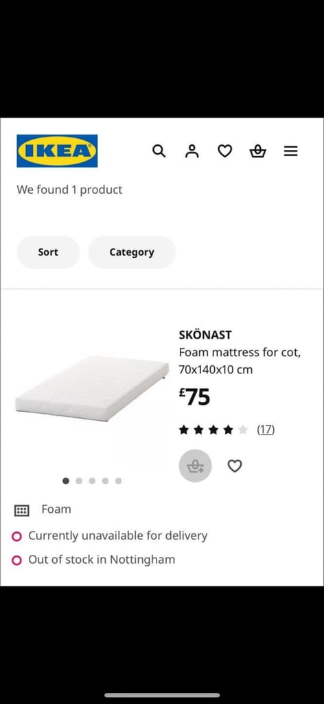 image for Cot mattress brand new from ikea