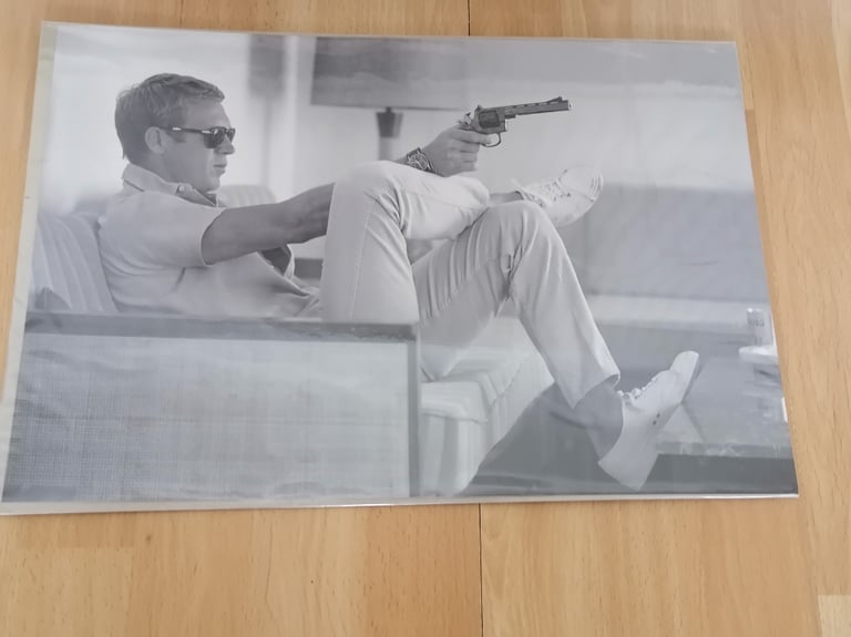 New. Retro Wall Art : Actor STEVE MQUEEN Iconic Black & White Poster. Factory Sealed. 