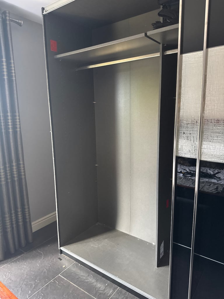 Large Freestanding Wardrobe with Glass Sliding Doors