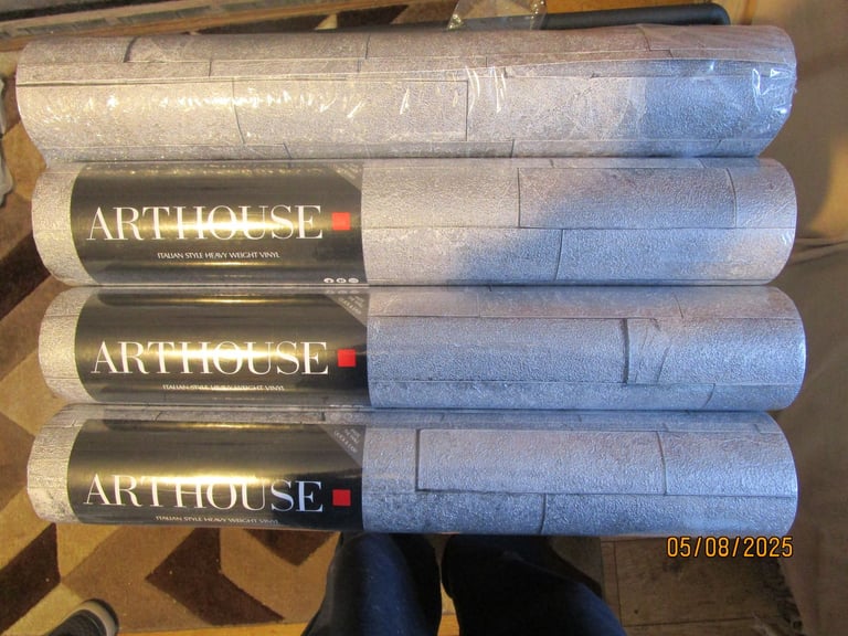 image for NEW VINTAGE ARTHOUSE SILVER GREY BRICK EFFECT WALLPAPER  