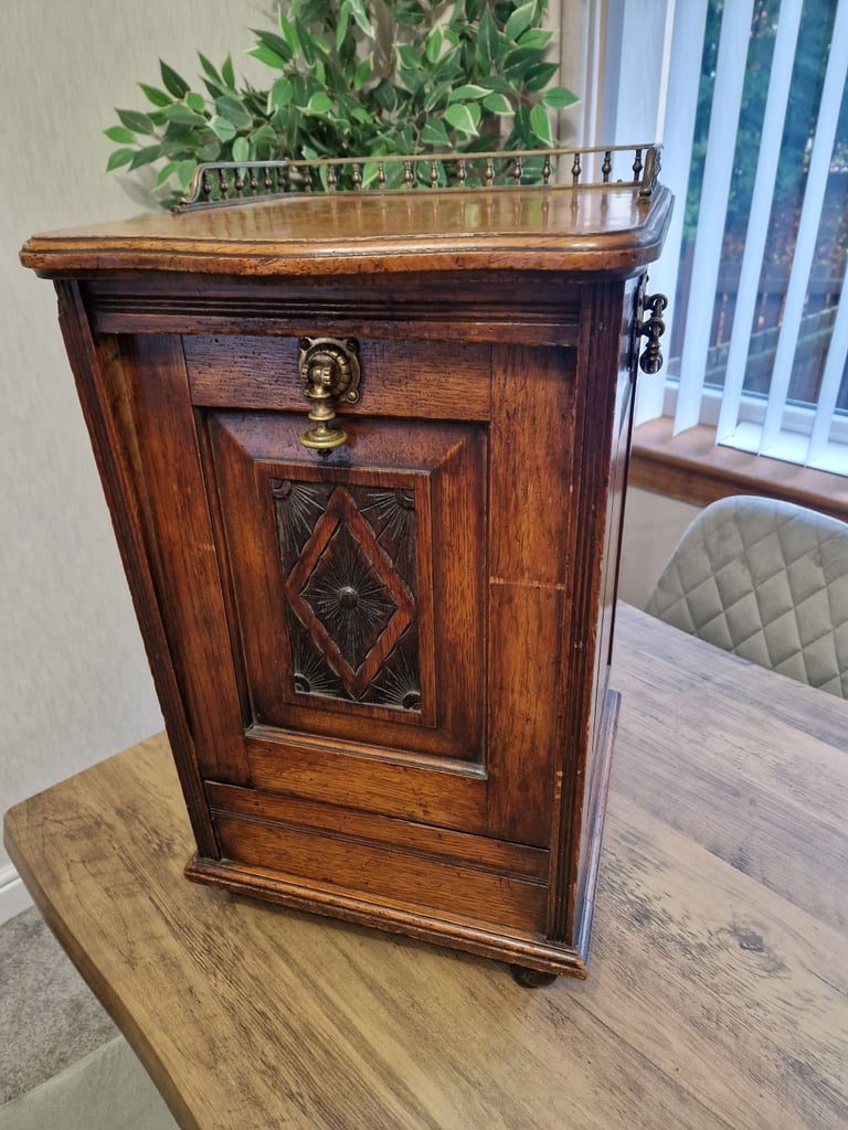 image for Antique Oak and Brass Coal Scuttle