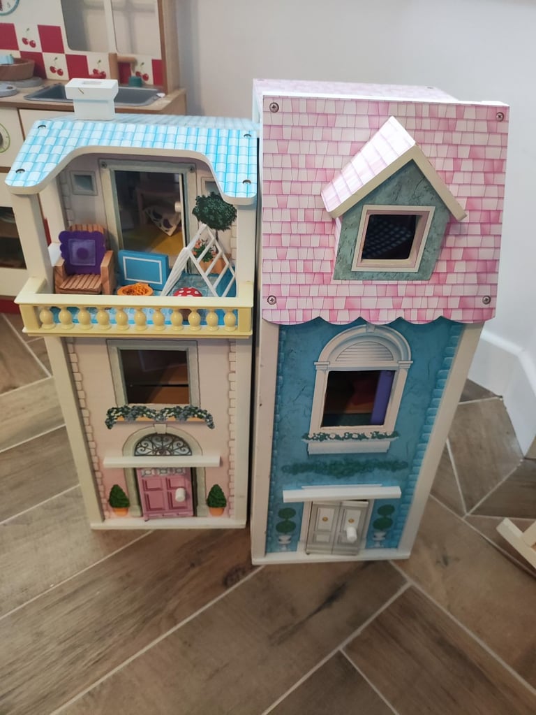Large fold up Wooden Dolls House with Lots of Accessories  