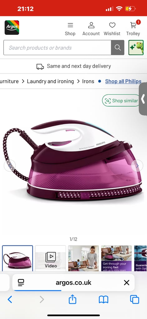 Philips PerfectCare Compact Steam Generator Iron 2400W -Pink (GC7842/46)