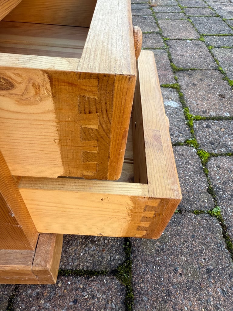 Solid Pine bespoke cupboard with glass door and two drawers
