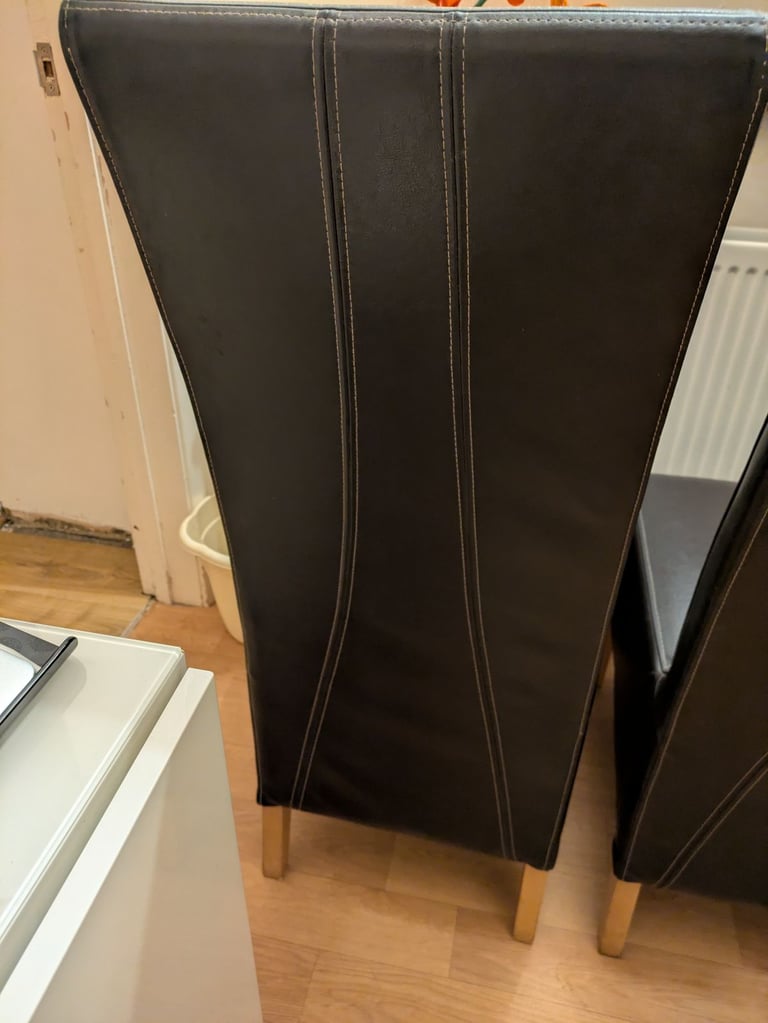 image for 4 x Real leather dining room chairs good condition local delivery possible 
