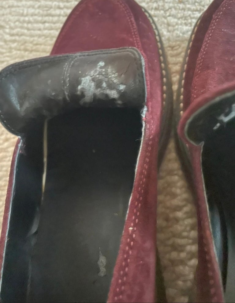 Clarks Burgundy Suede Low Wedge Loafers