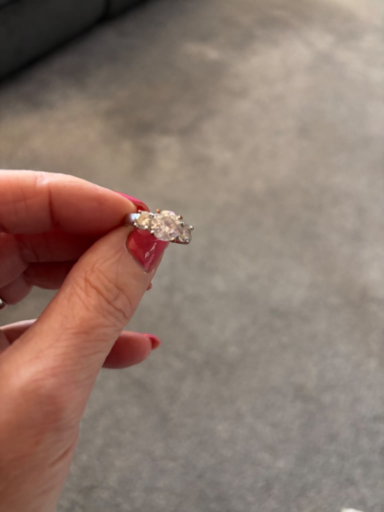 image for Costume silver ring with 3 diamanté stones