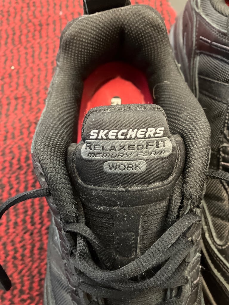  Sketchers, black, industrial shoes, steel tow cap