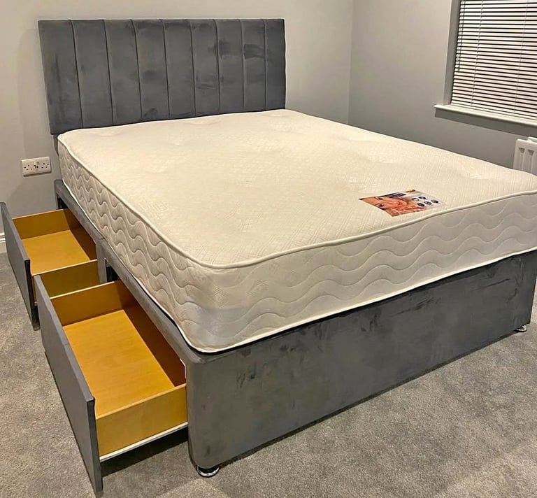 ** October Sale – Double Divan Bed with Drawers, Optional Mattress, Limited Stock **