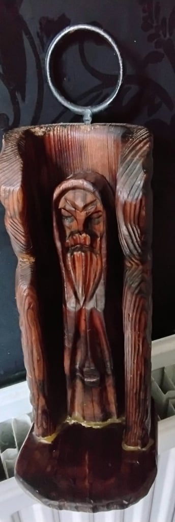 image for Rustic handmade wooden tibetan monk religious antique vintage 