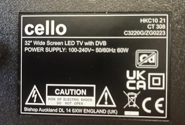 Cello 32 inch Smart Android TV with Freeview Play