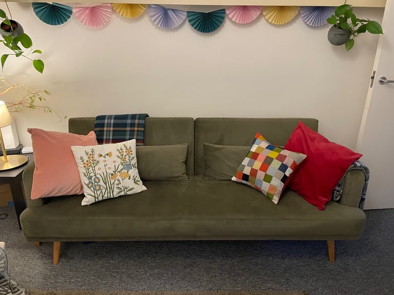 image for Habitat Velvet-feel 3 Seater Clic Clac Sofa Bed