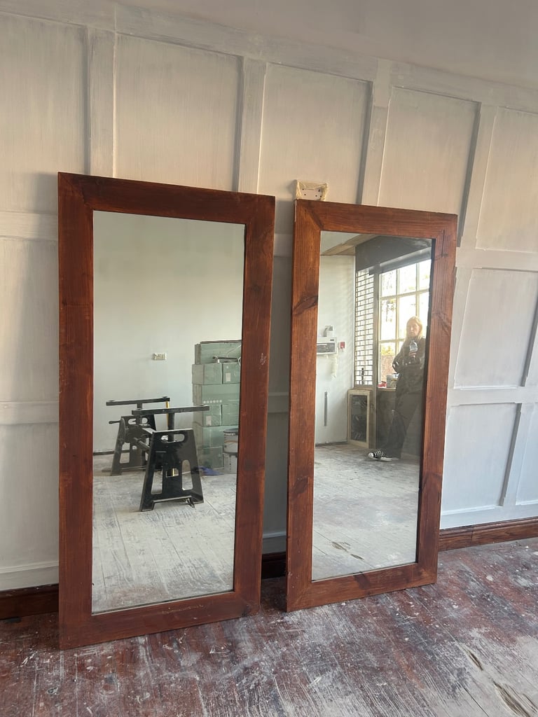 image for Wooden frame mirrors 2 of them 