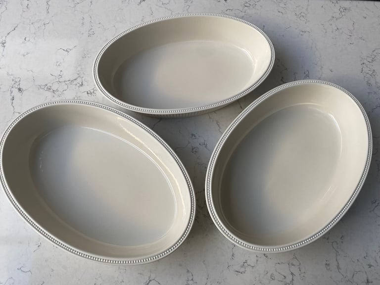 image for 3 x Gorgeous Elegant Wedgwood Windsor Vitro Porcelain Oval Oven Baking/Serving Dishes