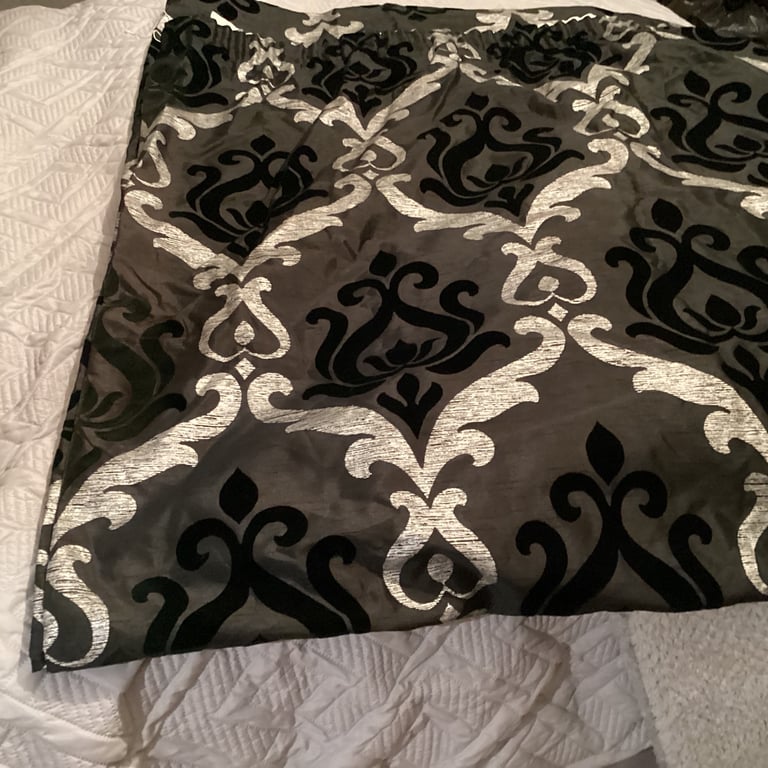Black and silver Design Curtains 90” x90” (SOLD )