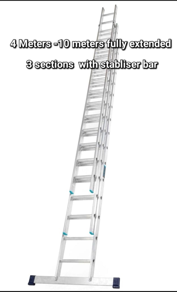 image for TB Davies Trade Ladders Triple Sections  4.0m - 10.00m with Stabiliser Bar 3 storey access.