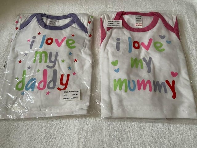  stylesilove Unisex Baby I Love Mama or PaPa T-Shirt