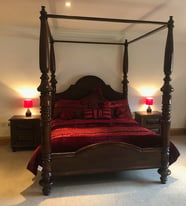 Fabulous New King Size Four Poster Bed with Mattress, also includes Two Bedside Cabinets!