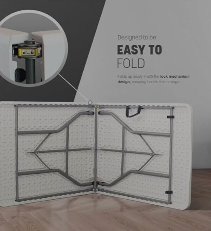 A new ( slight seconds ) 6ft plastic and metle  Folding Table with 