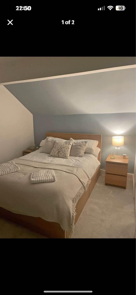 image for Ikea king bed and mattress (4 drawers)