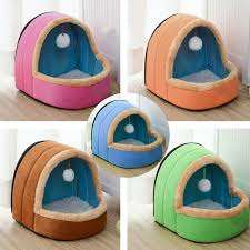 Pet Dog Cat Warm Soft Bed Pet Cushion Dog Kennel Cat Castle Foldable Puppy House with Toy Ball