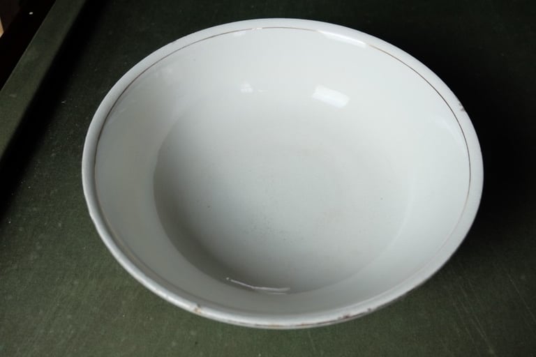 Large antique pink and white washstand bowl