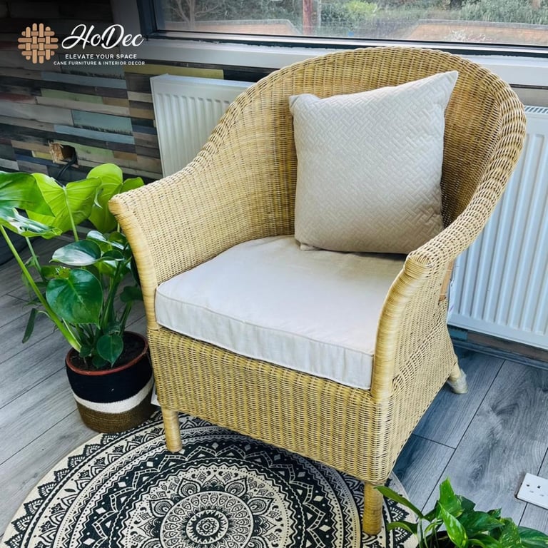 Handmade cozy cane arm chair