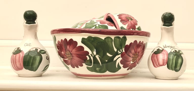 image for Vintage Spanish Soup Bowls & two oil pourers (all never Used)