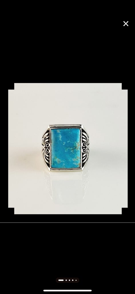 image for Handcrafted Blue Ridge Turquoise Stone & Sterling Silver Ring,Size W/11.25,NEW