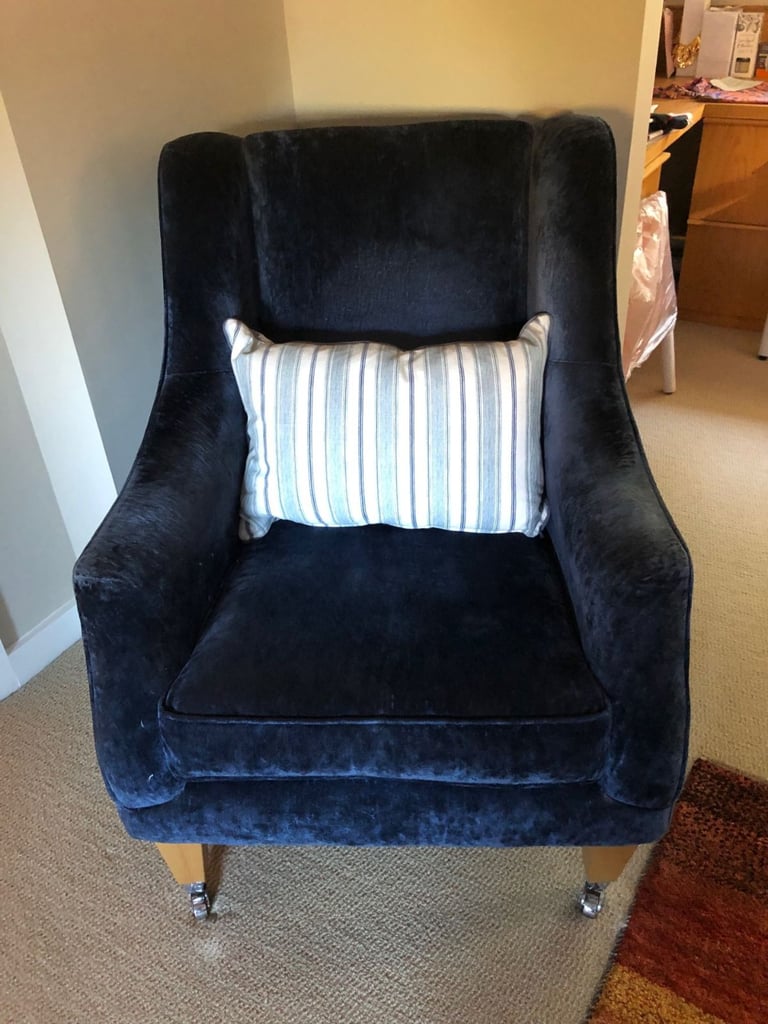 Laura Ashley wing back chair with large matching footstool