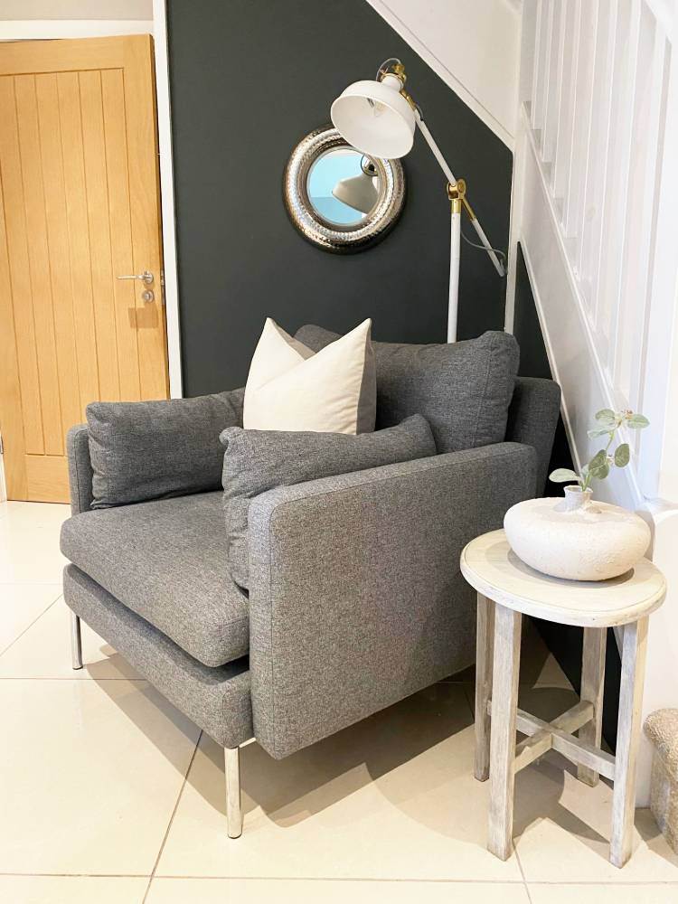 NEW French Connection Grey Armchair Lounge Chair DFS Sofology Next Office Salon Living Room RRP £699