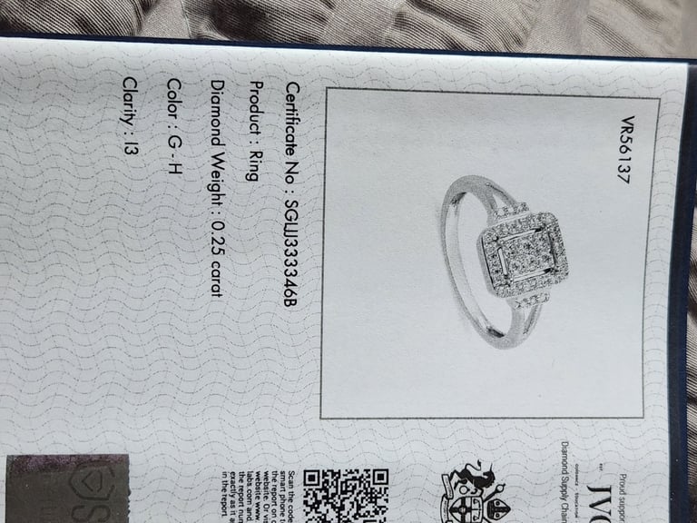 9ct White Gold Size M 32 Diamonds half Eternity Ring SGL Certification New Gold