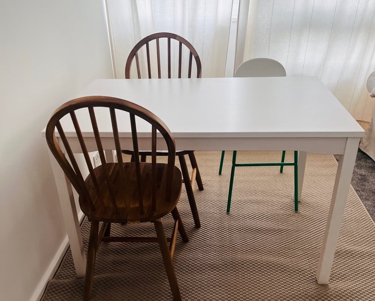 HAUGA Table ikea, white/birch veneer, 118x74 cm