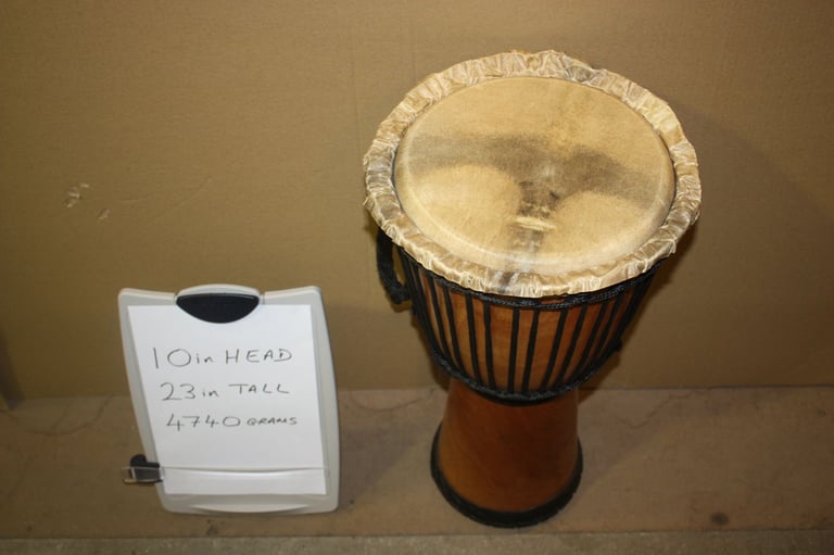 African Wooden Djembe Drum 10.1/2in Head x 23in High ~ Weight 4740 grams ~ £75 ono