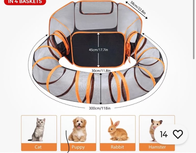 Cat pen/small dog pen Brand new never used Pet Tunnel Dog/cat outdoor Playpen Portable