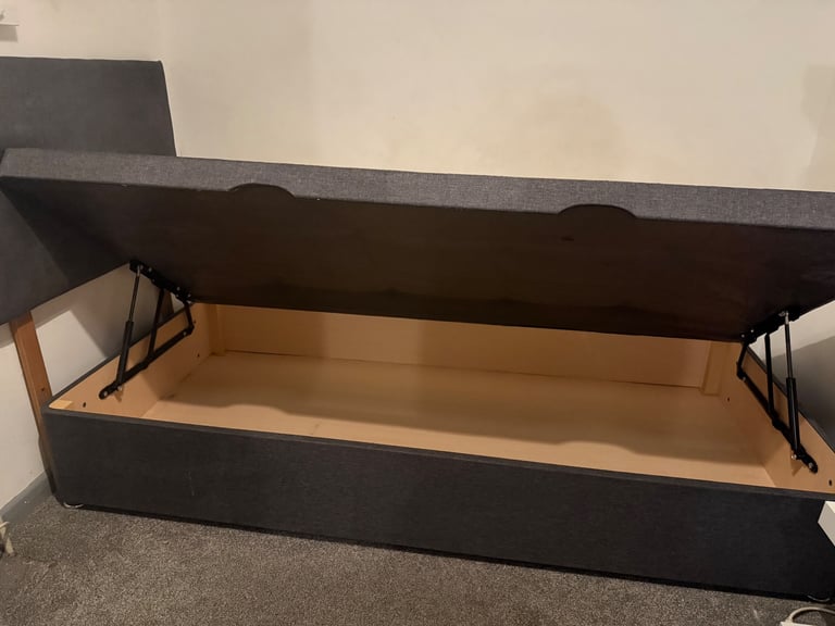image for Grey single gas lift ottoman divan bed 
