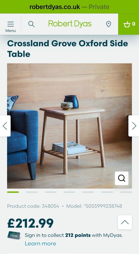 Oak Bedside/Side Table - Robert Dyas - Almost New