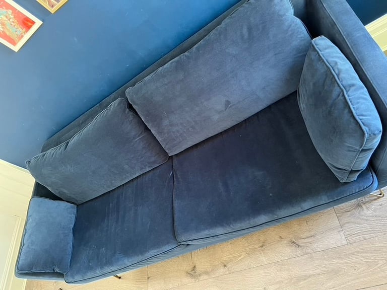 Velvet blue sofa