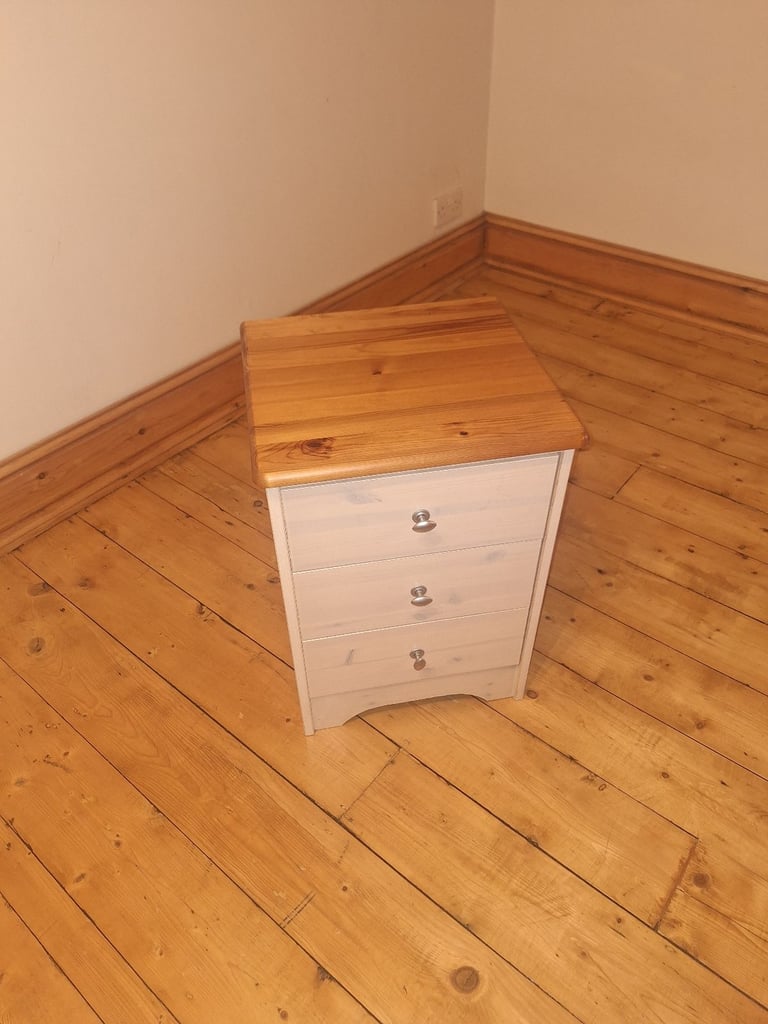 image for Wooden bedside table with 3 drawers