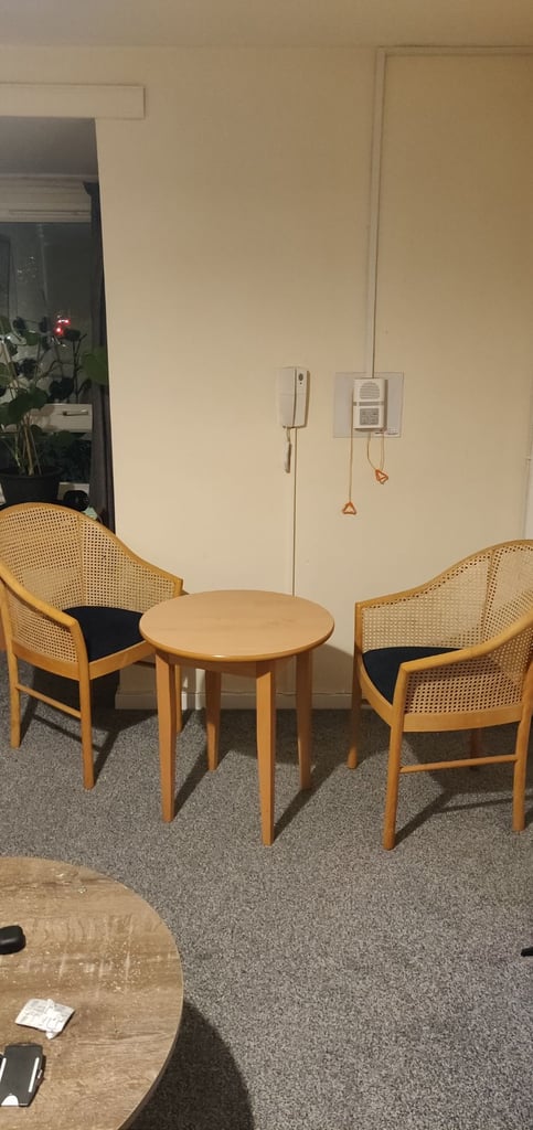 image for Wood Coffee table and 2 Chairs