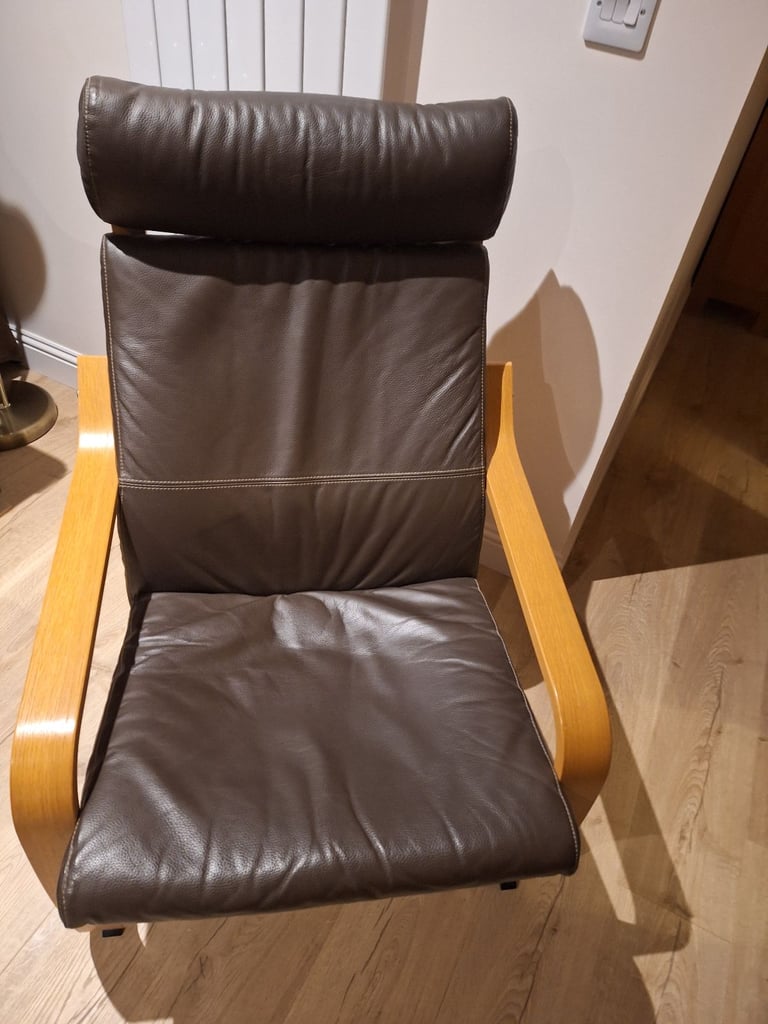 image for Upholstered leather armchair - very comfortable and in good condition