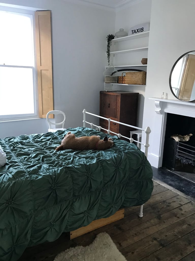 Vintage 90s Habitat Rosewarne White Metal Double Bed Frame