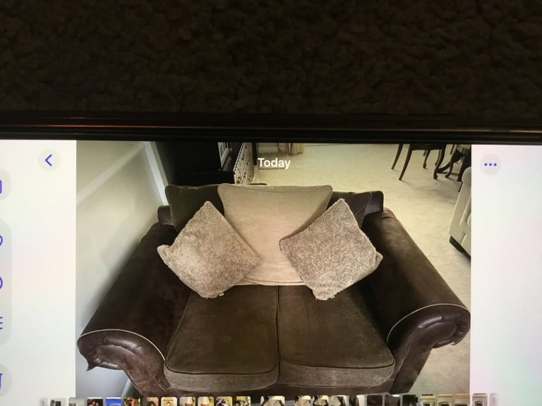 image for Brown sofa faux leather 2 seater
