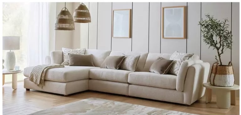 DFS Ada Chenille Left Hand Facing Large Chaise Sofa & Cuddler Sofa
